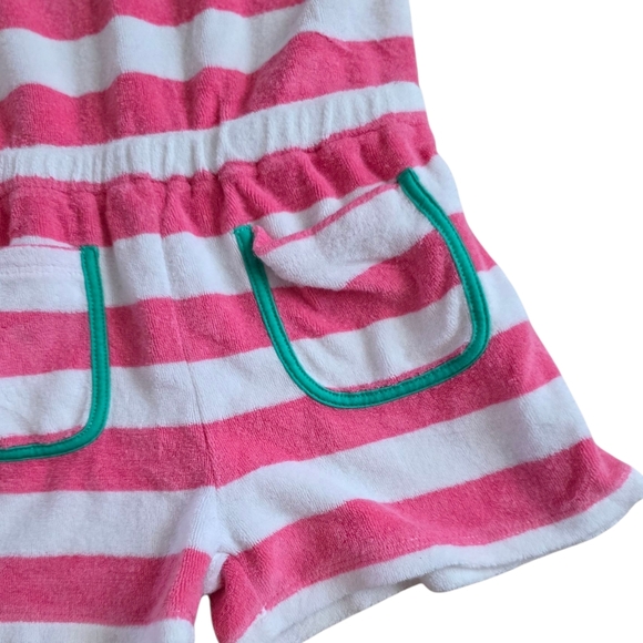 Mini Boden Pink and White Striped Terry Shortalls Romper 5-6 Years - Picture 2 of 3